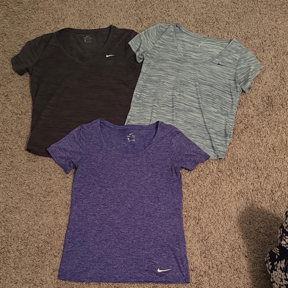Nike Women's Short Sleeve Tops - Black, Light Blue, Purple